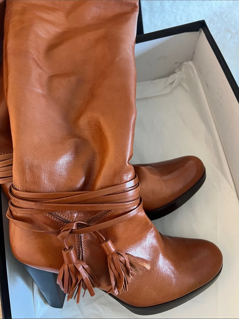 Lorenzo Masiero Women’s Tall Brown Leather High-Heel Boots. EU Women’s size 38.